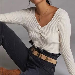 Anthropologie T.La Cinched V-neck Top